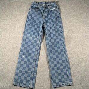 Ragged Jeans Jeans Womens 26 Blue Checkerboard High Rise Straight Leg Denim